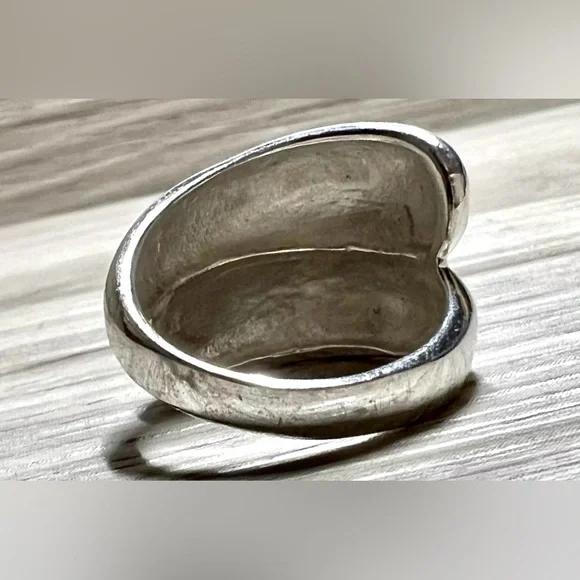 Vintage Designer MWS Sterling Silver Modernist Double Wave Wrap Ring, Size 5.5 - Picture 4 of 10